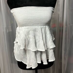 strapless flowy white top